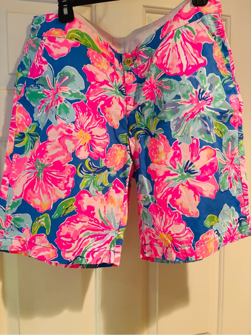 Lilly Pulitzer Chipper 9” Short Floral Bermuda Shorts in Pink & Blue